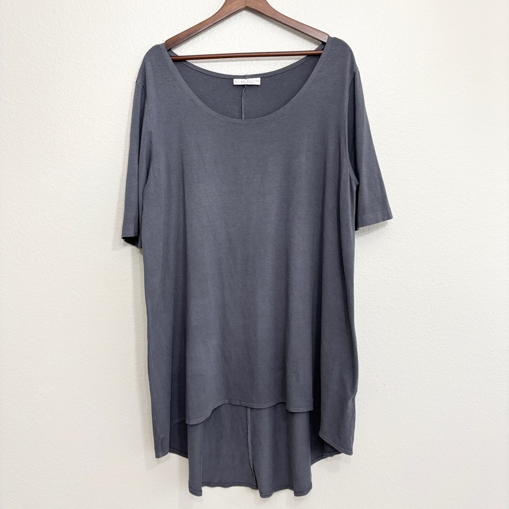 Bryn Walker Tunic Top Slate Gray Women Size XL Short Sleeve